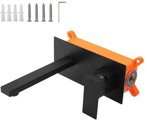 Black Bathroom Concealed Brass Faucet, Modern Wall Mount Bathroom Faucet Single Handle Lavatory Basin Mixer Tap