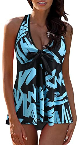 Tankini Dam Hav Push Up Bagage Baddräkter Plus Size Strandkläder Sommar Tankini Två Delar Simning Strand Toppar Och Shorts Elegant Böjd Magkontroll Baddräkt Kvinnor