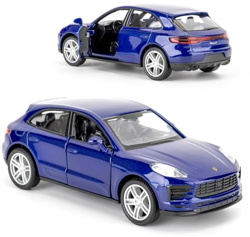 BGHSCA 1/36 Toy Car Compatible with Porsche Macan Diecast Model Car, Pull Back Vehicles for Kids Boys Girls 3+ Years Old Gift（Blue）