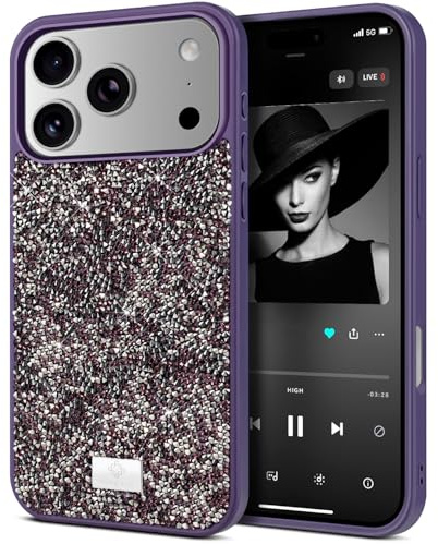 BEZ fodral för iPhone 17 Pro Max fodral glitter, med Bling & Co. Serie, gnistrande diamant kristall bling fodral för iPhone 17 Pro Max, viol lila