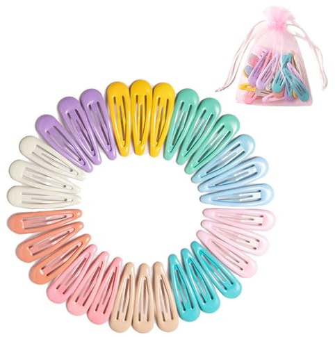 Baby Hair Clips, 30 PCs Mini Metal Snap Hair Clips Non-Slip Metal Colorful Hairs Clip Barrettes Kids Barrettes Girls' Hair Accessories for Children Women Girls (Colorful-30PCS)