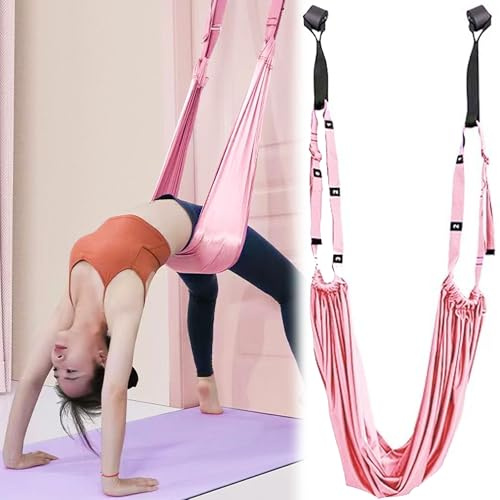 MINGZE Yoga Stretching Strap, Yoga Straps for Stretching Adjustable Leg Stretcher Back Bend, Aerial Silks Rope for Gymnastics Dance Ballet Pilates, Swing Stretching Strap, Door Flexibility Hammock