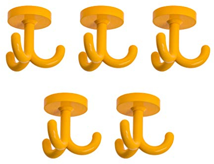 Gedotec Drehhaken Kunststoff | KITA - RAL 1021 | Dreifachhaken raps-gelb | 5 Stück | Unterbau Kleiderhaken | Haken für Decken Garderobe Kindergarten | Garderobenhaken drehbar | Drehhaken zum Schrauben