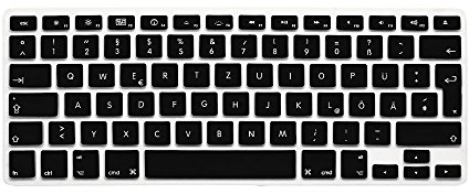 System-S Silikon Tastaturschutz Tastaturabdeckung QWERTZ Deutsche Tastatur Abdeckung Schutz für MacBook Pro 13 15 17 iMac MacBook Air 13 in Schwarz