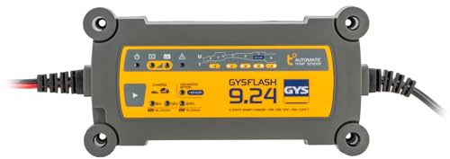 GYS, GYSFLASH 9.24, Intelligent Lead Battery Charger (AGM, Gel, Liquid, EFB), 9A, 6V/12V/24V Vehicles (Car, Construction Equipment), Secure Charging, Desulfation, IP65