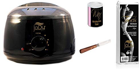 OFFERTA KIT SCALDACERA PROFESSIONALE CON 50 STRISCE DEPILAZIONE + BARATTOLO CERA DEPILATORIA TITANIO ROSA + SPATOLA STENDICERA