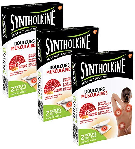 Syntholkiné Douleurs Musculaires Patchs auto-chauffants -Lot de 3 Boîtes de 2 Patchs