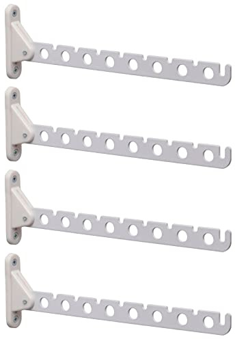 PRIOstahl Kleiderlüfter 310mm Weiß 4er Set Klappbar - Kleiderhaken Garderobenhaken Wandmontage 5kg Tragkraft Kleiderständer Abhängträger Stahl-Kunststoff Platzsparend