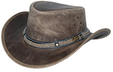 Black Jungle ARAMAC Chapeau de Cowboy, en Cuir, Style Australien (as4, Alpha, m, Charcoal)