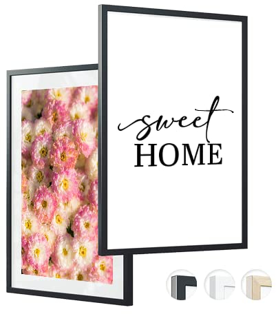 edihome, Cornice A3, (2 unità), 29,7 x 42, Legno, Portafoto, Laminato Acrilico, per Diploma Universitario, da Parete, Poster, Cornici, per Quadri (Nero, 2 unità)