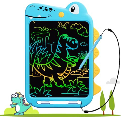 Fullware Kids Writing Board LCD Tablet 10 Inch Dinosaur Colorful Drawing Educational Toddler Toys Gifts for Boys Girls Age 3 4 5 6 7 8 (Tyrannosaurus)