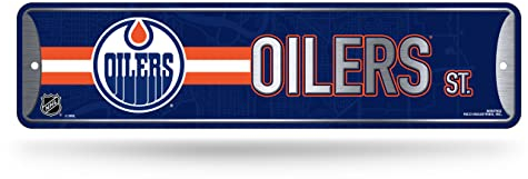 Rico Industries NHL Hockey Edmonton Oilers Metall-Straßenschild 10,2 x 38,1 cm, Heimdekoration – Schlafzimmer – Büro – Männerhöhle