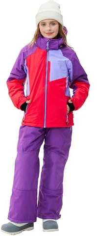 SMONTY Kids Snowsuit for Girls Winter Ski Jacket & Pants Set Hooded Set Windproof Waterproof Warm