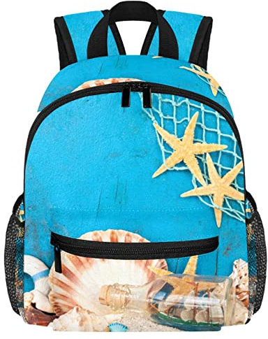 VAPOKF Leichter Schulrucksack, Kleinkind-Rucksack, kleine Reise-Schultertasche für Jungen, Mädchen, Kinder, Strandurlaub, Sandmuschel, multi, 25.4x10x30 CM/10x4x12 in