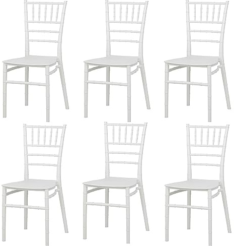Totò Piccinni Sedia impilabile in polipropilene per esterno eventi catering cerimonia ristorante matrimonio (Chiavarina Duos Bianco Ghiaccio, 6)