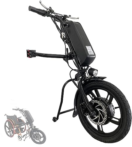 500W Handbike Électrique pour Fauteuils Roulants, Roue Avant Électrique pour Fauteuil Roulant Manuel, Réadaptation Therapy Fauteuil Roulant Électrique Kit de Conversion, 16Ah Batterie, 16 Pouces