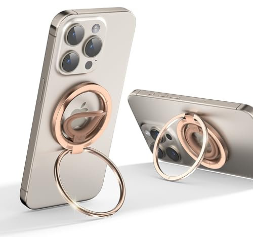 QBrand Support d’Anneau de téléphone magnétique, poignée de téléphone Portable à 360 ° avec Aimant Double Face, béquille à Anneau de Doigt pour iPhone 16 15 14 13 12, Samsung, Tous Les Smartphones