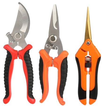 Tijeras de Podar de Mano,3Pcs Jardinería de Mano con Hojas de Acero Inoxidable Tijeras de jardín Bypass para Plantas, Flores, Ramas, Rosas, Bonsáis, Verduras, Frutas