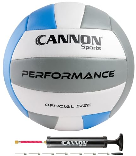 Cannon Sports Official Size Volleyball - Waterproof Soft PU Cover for Indoor Outdoor Volleyball – Perfect for Team Games, Training, Recreational, Beach Play - Pump Included (Royal Blue/White/Gray)