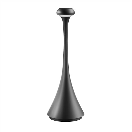 TYEE Lámpara de mesa, LED Recargable Lámpara de mesa con batería, Regulable Lámpara de escritorio Aluminio con Base de carga magnética, 2700k-6500k para Interiores y Exteriore,Imperméable IP54, negro