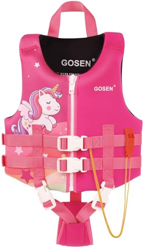 Toddler Floaties Kids Swim Vest - Swim Jacket for 7-8 Years (66-80LBS) - Children Pool Float with Dual Adjustable Safety Straps, Swimming Aid for Girls and Boys