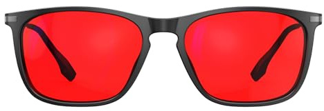 Goiteia Gafas Rojas Bloqueo Luz Azul-Bloqueo el 100% Azul y Verde para Mejorar el Sueño-Revestimientos AR Duales-Alivia Fatiga Ocular