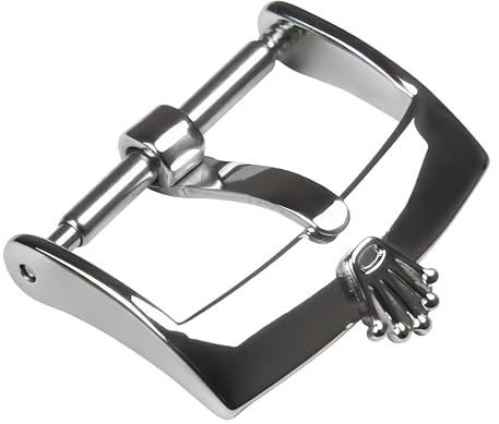 ROUHO Edelstahl Lederarmband Nadelverschluss Stegverbindung - Uhrverschluss Zubehör für Rolex Daytona Submariner GMT-Silber 16mm