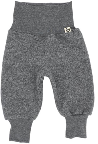 Tulipanelli Mitwachsende Babyhose aus Merino Wollfleece - Wollhose für Babys und Kleinkinder - Mitwachshose aus Merinowolle - Größen 50-74 | 68-86 | 92-104 - Einfarbig Unifarben (Grau, 50-74)