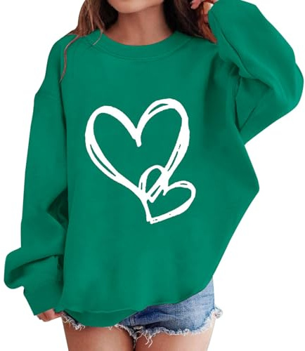 Jersey para niña 140 simple - sudadera para niñas y niños, sudadera oversize manga larga, suéter navideño con estampado de corazones, chaqueta de punto moderna, bonita chaqueta de entretiempo