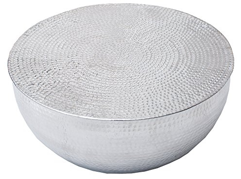 invicta INTERIOR Handgearbeiteter Couchtisch Orient II 60cm Silber im Classic Hammerschlag Design