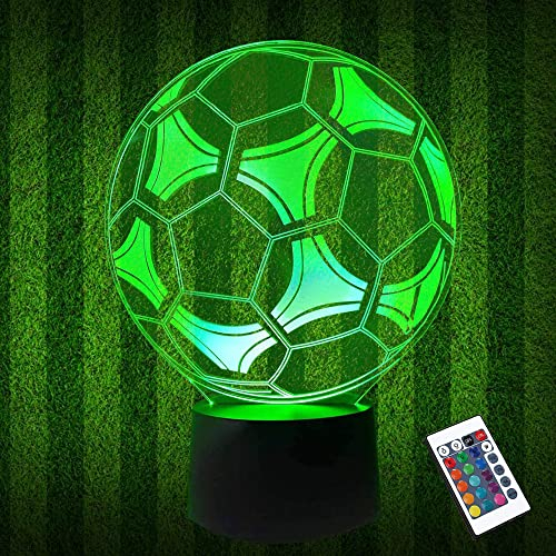 CooPark Football Gifts for Kids, 3D Illusion Lamp for Boys, 16 Colors Changing + Remote Control + Dimmbale + Timer, 3D Night Light for Football Player Teen Men Sports Fan Bedroom Decor