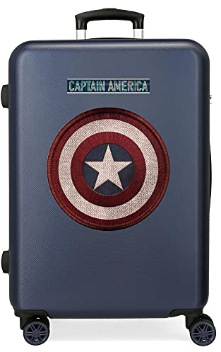 Marvel Avengers Captain America Blue Medium Suitcase 48 x 68 x 26 cm Rigid ABS Combination Lock 70 Litre 3.7 kg 4 Double Wheels