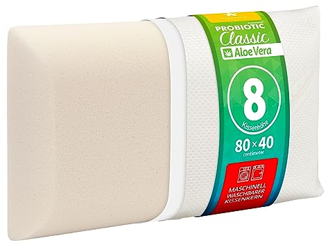 MABAMAHO Probiotic Orthopädisches Nackenstützkissen mit Aloe Vera aus Memory Viscoschaum 40x80x8 cm Waschbar bis 40°C, inkl. 1x Innen & 1x Schutzbezug