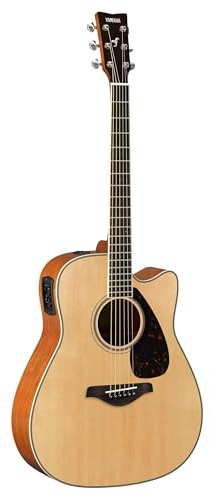 YAMAHA FGX820C Guitarra Electroacústica – Dreadnought Cutaway, Escala 24,96″, Tapa Maciza de Abeto, Fondo & Aros de Caoba, Previo Sistema66 Activo – Natural