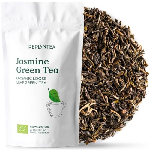 Jasmine Green Tea Organic 100g (50 Cups) | Jasmine Tea Loose Leaf from China REPLANTEA