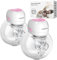 Milchpumpe Elektrisch Doppelt, KISSBOBO Elektrische Milchpumpe Tragbar 3 Modi 9 Stufen, Low Noise Wiederaufladbare Drahtlose elektrische milchpumpe mit 21mm/24mm (Rosa 2Stück)