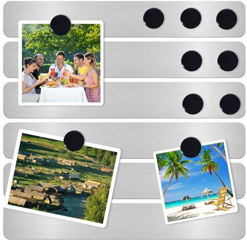 DUJEQM Magnettafel Memotafel, 30.77x3.77cm Magnetstreifen Selbstklebend Pinnwand Magnetisch Magnetleiste Magnetwand, Edelstahl Memoboard Magnetboard mit 10 Schwarz Magnete für Büro Dokumente, 6 Stück