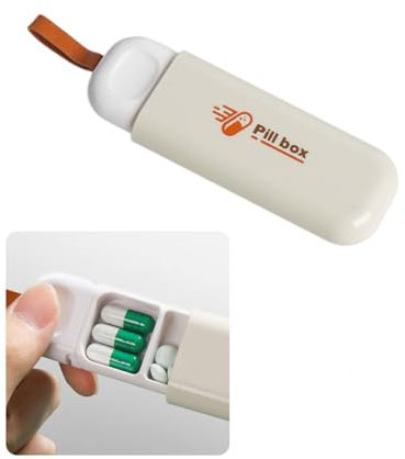 KGDUYC Portapillole da viaggio, portatile a scomparti, con cinghia di trasporto in silicone, piccolo portapillole per viaggi e ufficio, a prova di umidità