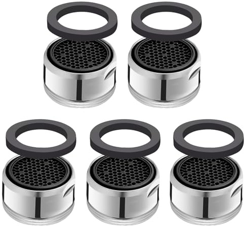 Benaewa 5 Pcs Tap Filter Replacement Insert, Tap Aerator with Sealing Rubber Rings, 24mm Water Saver Spout Filter
