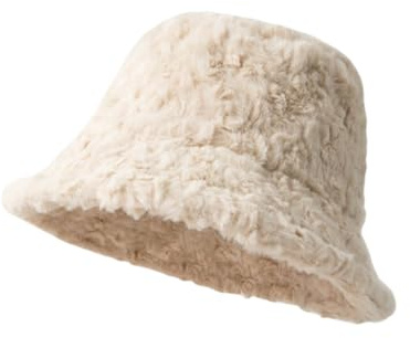 HSTWODE 1 Bonnet d'hiver pour femme, Bonnet de pêcheur d'hiver en fausse fourrure douce, large bord en fourrure, bonnet d'hiver chaud, pour le ski, 59