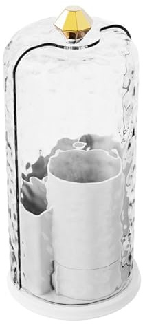 YPREWY Organizador de maquillaje giratorio, soporte para brochas de maquillaje, almacenamiento de cosméticos con tapa, vitrina giratoria para cosméticos