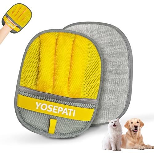 YOSEPATI Återanvändbar Antistatisk Groominghandske, Tar Av Päls Och Katthår | Uppgraderad femfingershandske för borttagning av husdjurshår för katter och hundar, pälsborttagare för tvätt, soffa