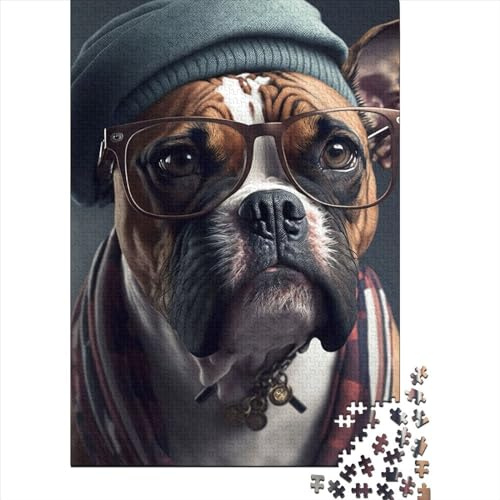 1000 Piezas de Rompecabezas de Madera con diseño de Perro Hipster Vestido, 4 Piezas, para Adultos, Adolescentes y Juegos Familiares 1000 Piezas (75x50cm).