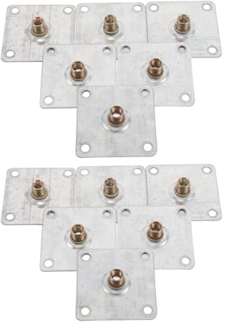 WESIEVYA 12 Pezzi Piastra di Fissaggio Gambe Mobili 6x6 Cm Spessore 1,5 Mm M8 Dadi, Connettore per Divano e Letto, Accessorio per Riparazione e Montaggio Gambe Tavolo, Parti di