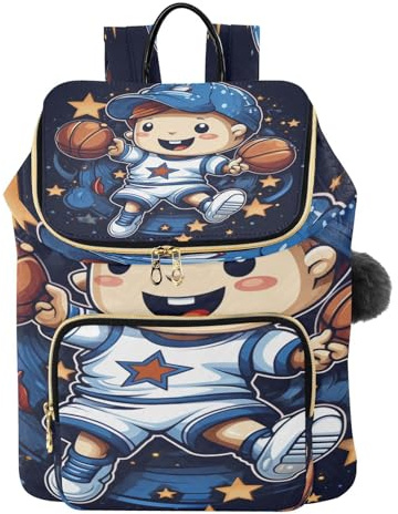 KAAVIYO Dessin Animé éToile Licorne Basket Sac à Dos Tendance pour étudiants,Sac à Bandoulière pour Livres,Sac de Voyage pour Jeunes
