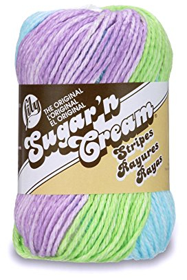 LILY Sugar 'N Cream Cotton Stripes Yarn 56.7g- Violet