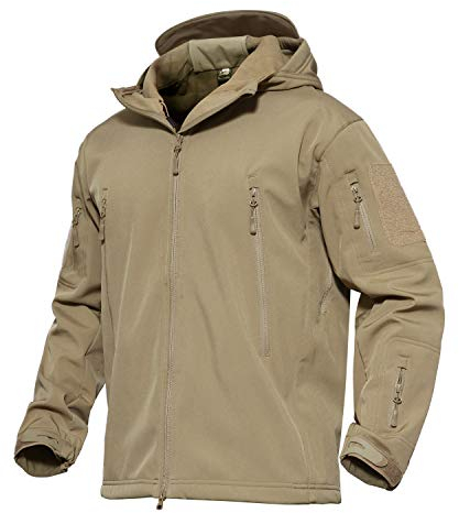KEFITEVD Softshell Jacke Herren Wasserdicht Regenjacke Army Jacken Gefüttert Angeln Jacke Funktionsjacke Männer Winter Herrenjacke Angelbekleidung Khaki L