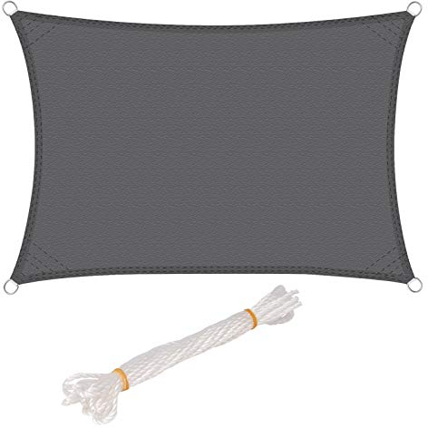 WOLTU Sonnensegel Rechteck 3x5m Grau wasserabweisend Sonnenschutz Polyester Windschutz mit UV Schutz für Garten Terrasse Camping