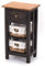 TELEFONTISCH RATTAN 70 | 70x38x28 cm (HxBxT), Mahagoni, mit Rattan Körben und Schublade | Beistelltisch aus Massivholz, Holz Konsolentisch, Badezimmerschränkchen | Farbe: 04 schwarz-natur