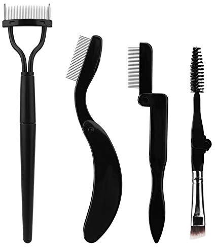 Akwox 4 piezas El kit de cepillo de pestañas de Eyebrow Brush, peine de cejas, cepillo de metal separador de pestañas para la herramienta de maquillaje de belleza, Eyelash Comb Curlers Rímel Aplicador